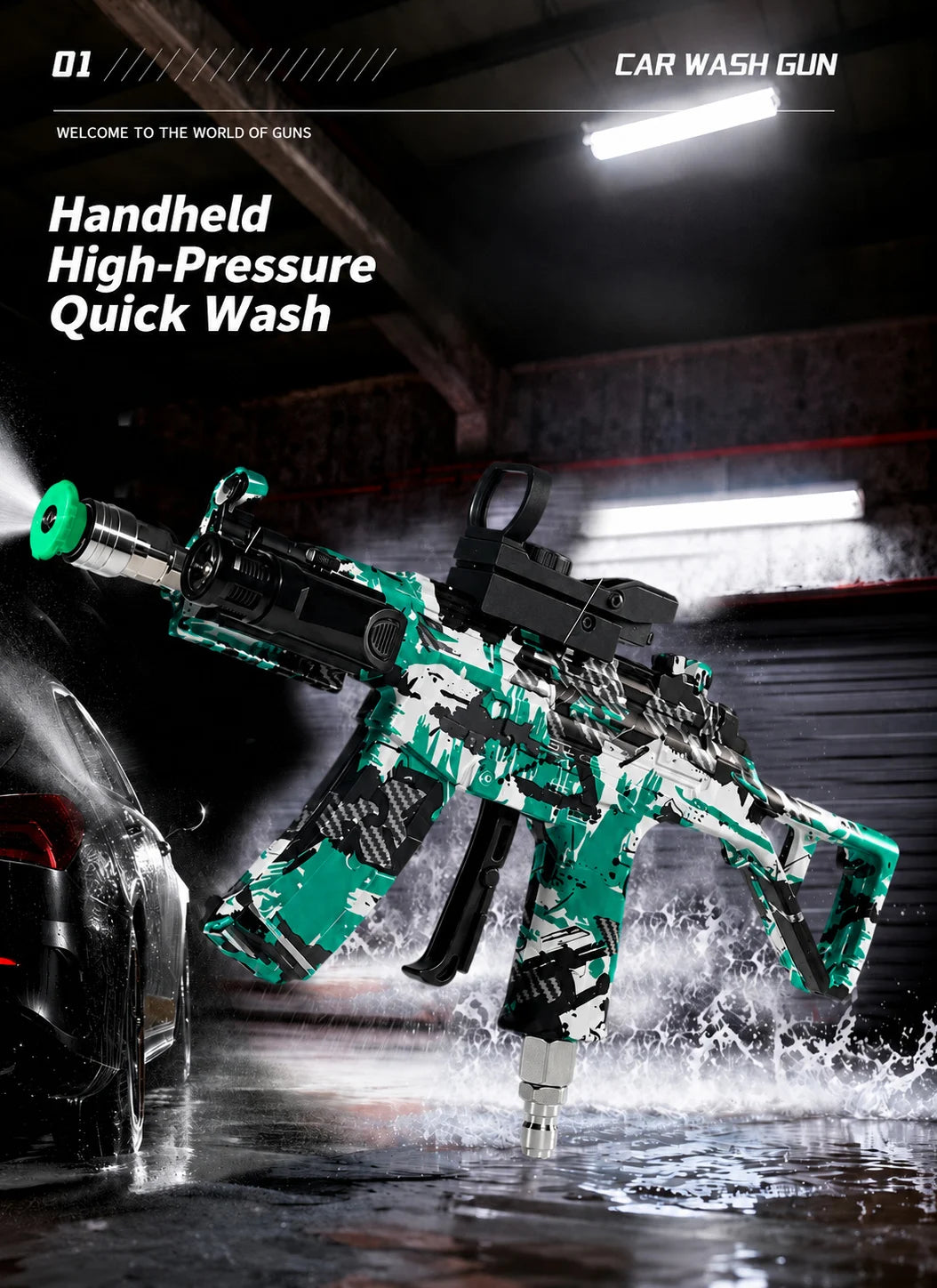 Shine Green Army UMP45 High-Pressure Car Wash Spray Gun