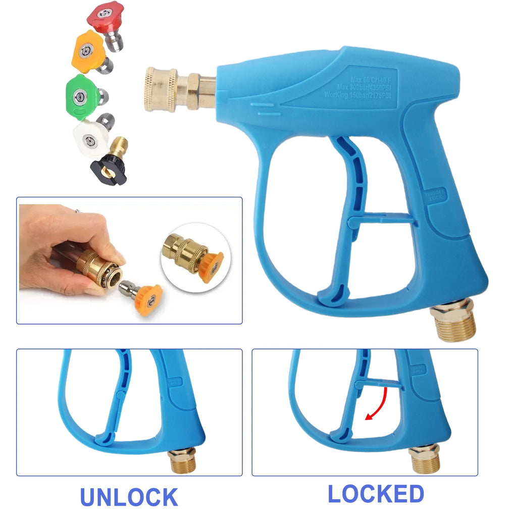 Shine High Pressure Blue Washer Gun & Snow Foam Cannon Set