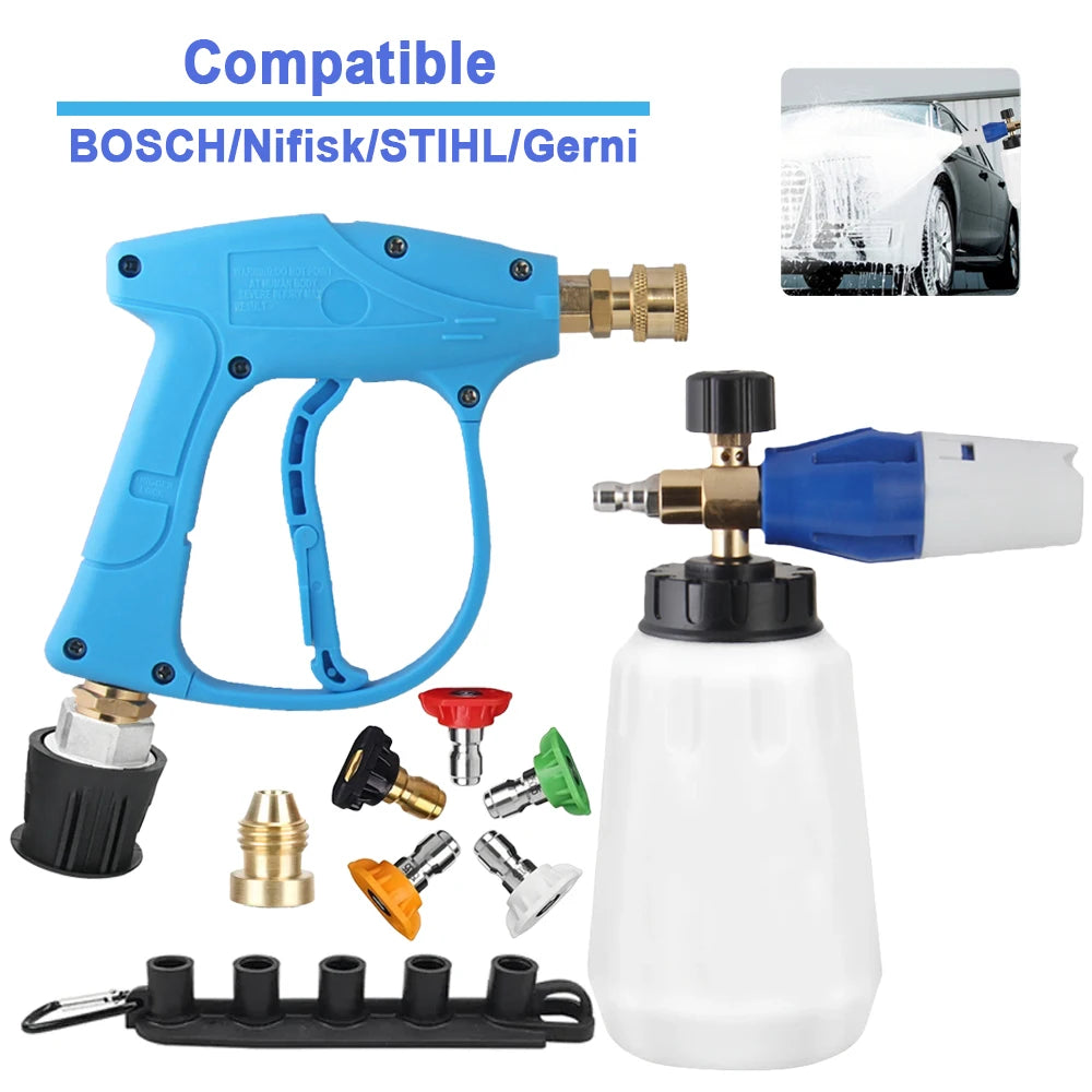 Shine High Pressure Blue Washer Gun & Snow Foam Cannon Set